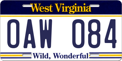 WV license plate OAW084