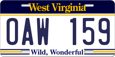 WV license plate OAW159