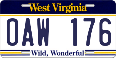WV license plate OAW176