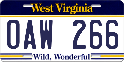 WV license plate OAW266