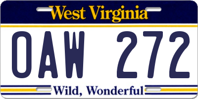 WV license plate OAW272