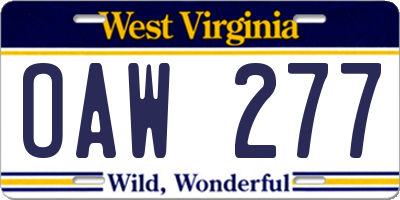 WV license plate OAW277