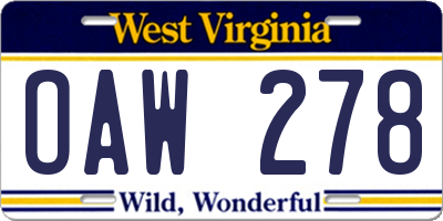 WV license plate OAW278
