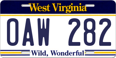 WV license plate OAW282