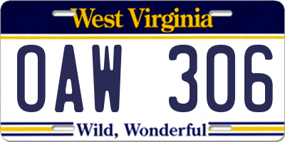 WV license plate OAW306