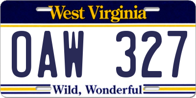 WV license plate OAW327