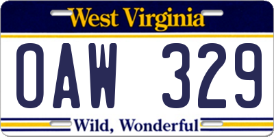 WV license plate OAW329