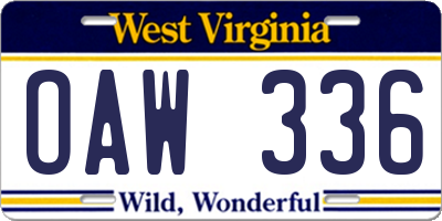 WV license plate OAW336