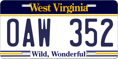 WV license plate OAW352
