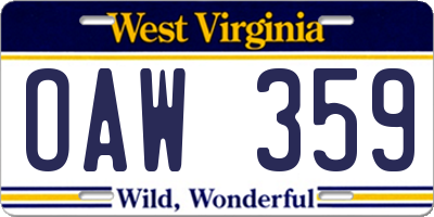 WV license plate OAW359