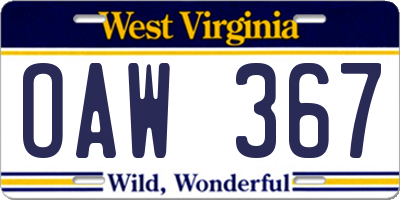 WV license plate OAW367