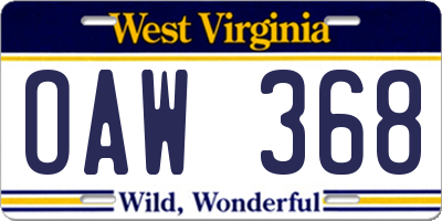 WV license plate OAW368