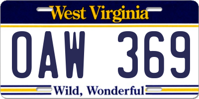 WV license plate OAW369