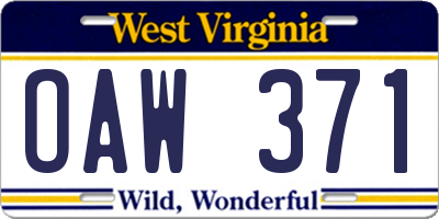WV license plate OAW371
