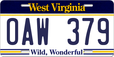 WV license plate OAW379