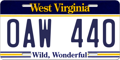 WV license plate OAW440