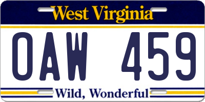 WV license plate OAW459