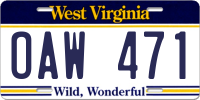 WV license plate OAW471