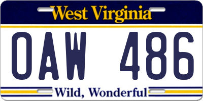 WV license plate OAW486