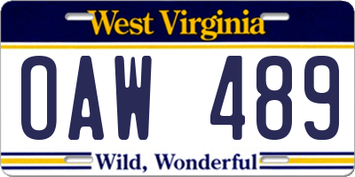 WV license plate OAW489