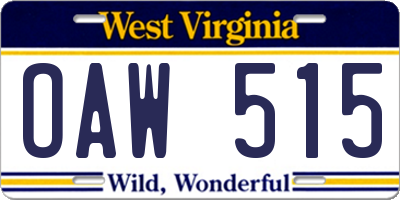 WV license plate OAW515