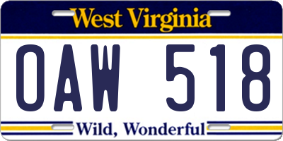 WV license plate OAW518