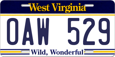 WV license plate OAW529