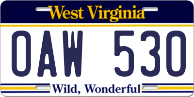WV license plate OAW530