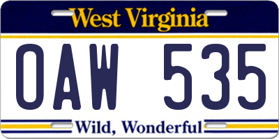WV license plate OAW535