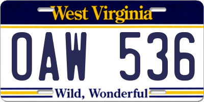 WV license plate OAW536