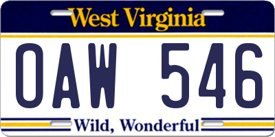 WV license plate OAW546