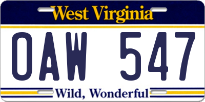 WV license plate OAW547
