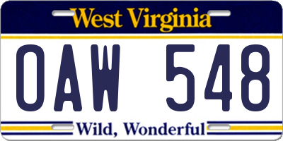 WV license plate OAW548