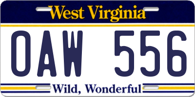 WV license plate OAW556