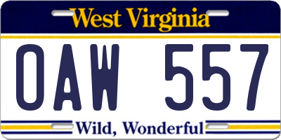 WV license plate OAW557