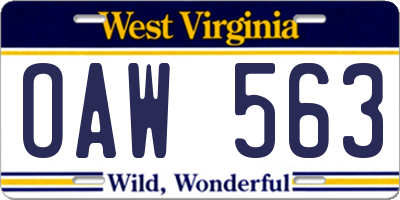 WV license plate OAW563
