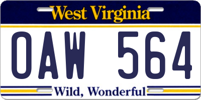 WV license plate OAW564