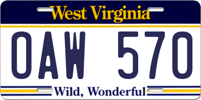 WV license plate OAW570