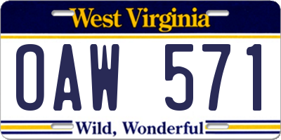 WV license plate OAW571