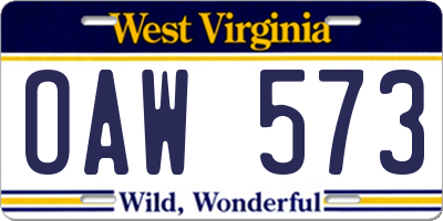 WV license plate OAW573