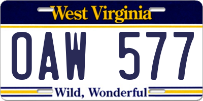 WV license plate OAW577