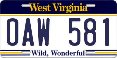 WV license plate OAW581