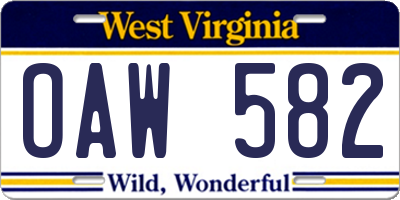 WV license plate OAW582