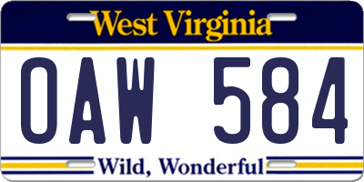 WV license plate OAW584