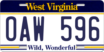 WV license plate OAW596