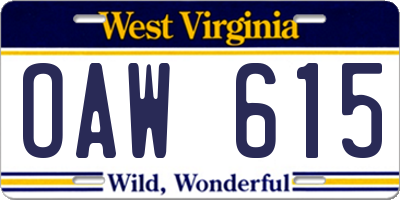 WV license plate OAW615
