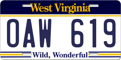 WV license plate OAW619