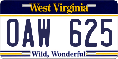 WV license plate OAW625
