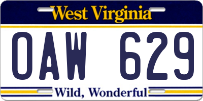 WV license plate OAW629