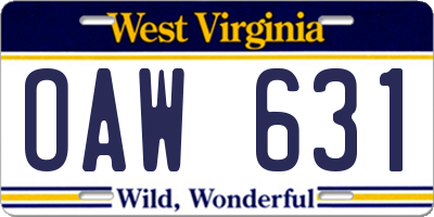 WV license plate OAW631